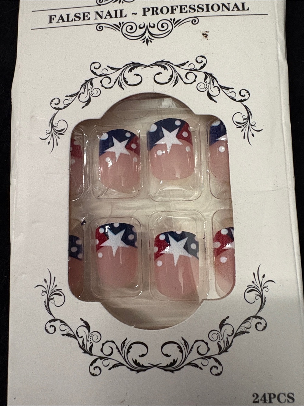 Star Accent Press-on Nail Set - Red, White & Blue